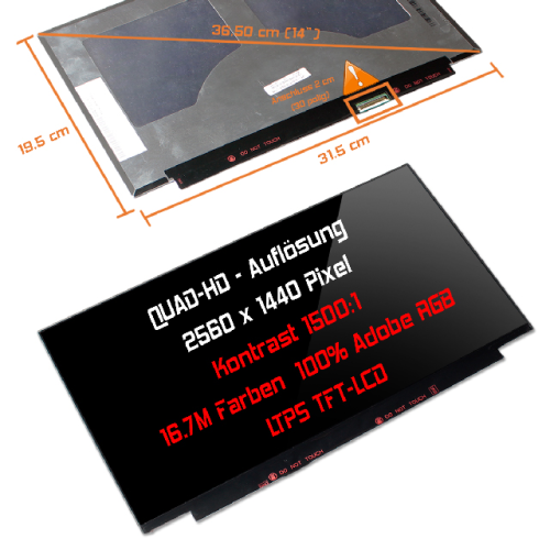 QLCD Display 14,0" 2560x1440 passend für Lenovo ThinkPad T490-20N30000GE