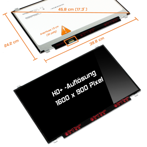 LED Display 17,3" 1600x900 passend für AUO B173RTN02.1 H/W:2A F/W:1