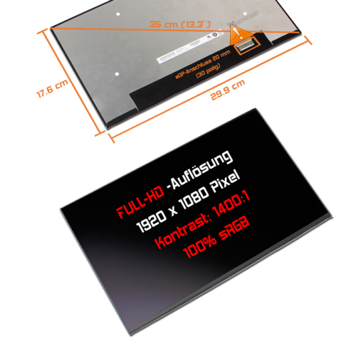 LED Display 13,3" 1920x1080 matt passend für AUO B133HAN05.C