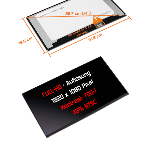 LED Display 14,0" 1920x1080 matt passend für Innolux N140HCA-E5C