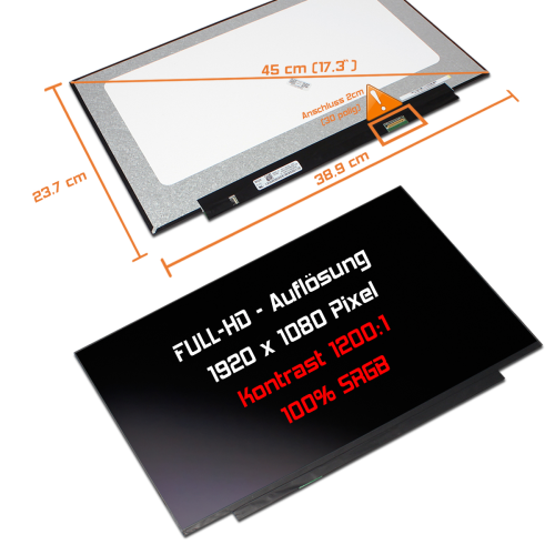 LED Display 17,3" 1920x1080 passend für LG Display LP173WF5 (SP)(B2)