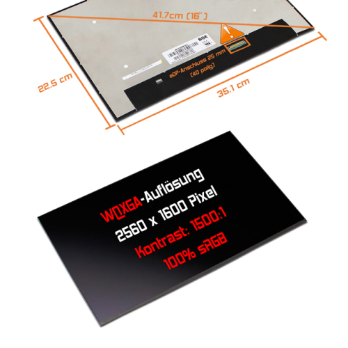 LED Display 16,0" 2560x1600 matt passend für AUO B160QAN02.M