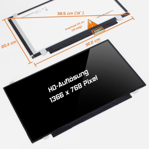 LED Display 14,0" 1366x768 passend für CPT CLAA140WB01