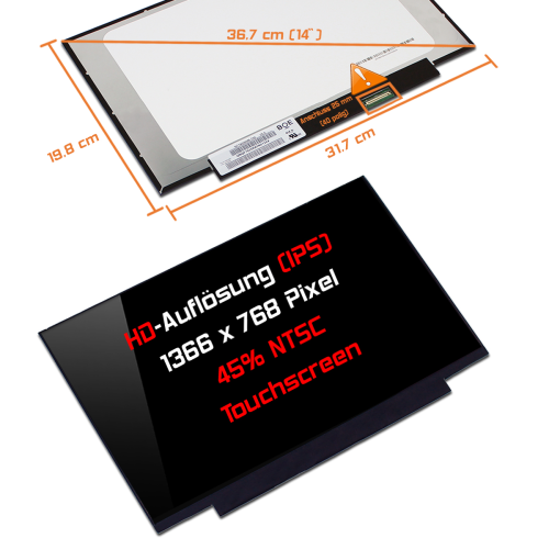 LED Display 14,0" 1366x768 On-Cell Touch passend für BOE NT140WHM-T00