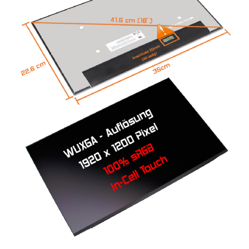 LED Display 16,0" 1920x1200 In-Cell Touch passend für Lenovo ThinkPad T16 Gen 1 Type 21CH