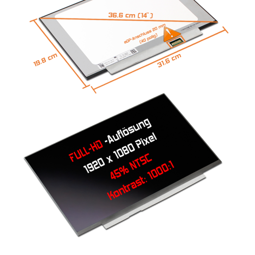 LED Display 14,0" 1920x1080 On-Cell Touch passend für Lenovo ThinkPad L14 Type 20U6