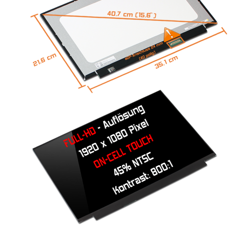 LED Display 15,6" 1920x1080 On-Cell Touch passend für Innolux N156HCN-EAB Rev.C1