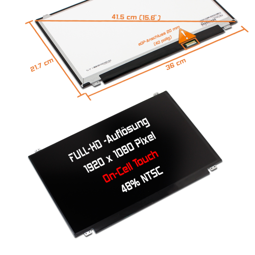 LED Display 15,6" 1920x1080 In-Cell Touch passend für Lenovo ThinkPad P50s Type 20FK