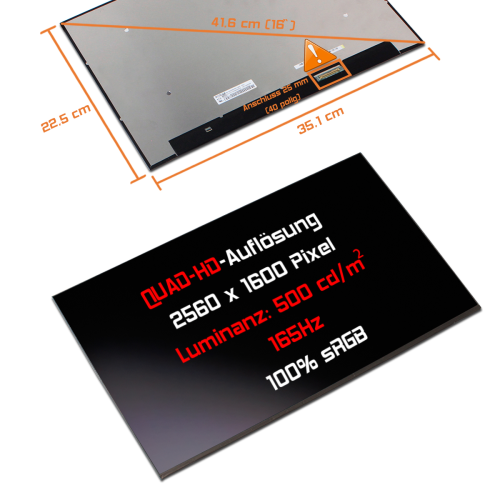 LED Display 16,0" 2560x1600 passend für Asus ROG Zephyrus M16 GU603Z