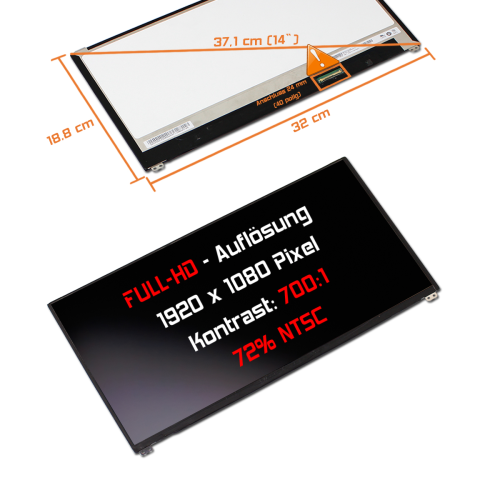 LED Display 14,0" 1920x1080 On-Cell Touch passend für AUO B140HAK02.2