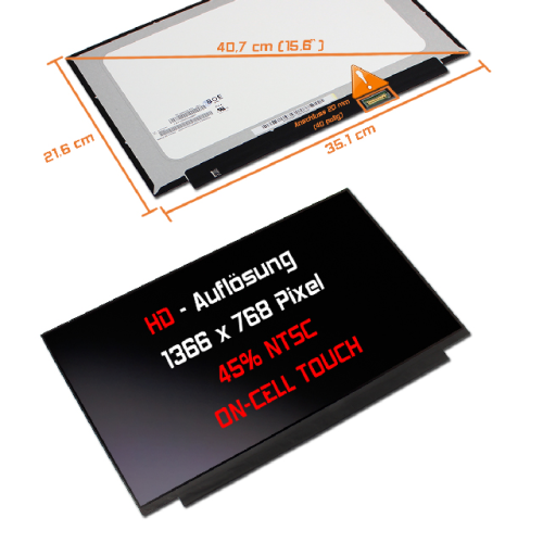 LED Display 15,6" 1366x768 On-Cell Touch passend für AUO B156XTK02.1