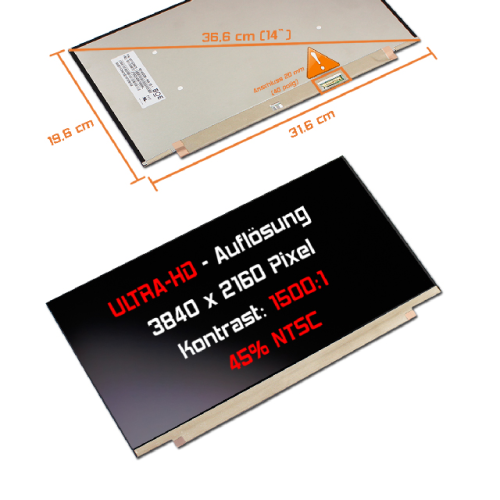 LED Display 14,0" 3840x2160 passend für Lenovo ThinkPad P14s Gen 2 Type 20VX