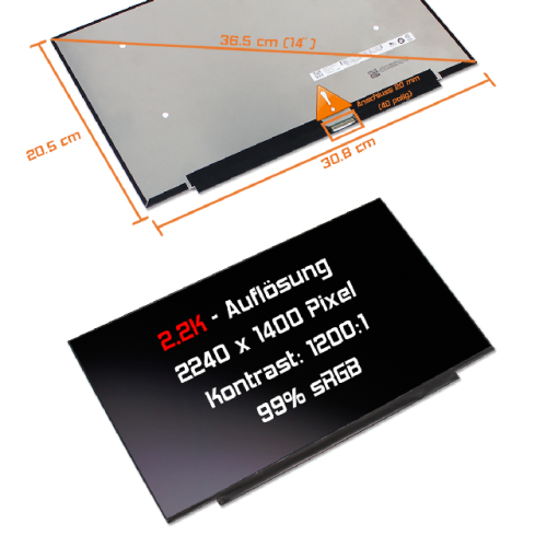 LED Display 14,0" 2240x1400 passend für AUO B140QAN05.H