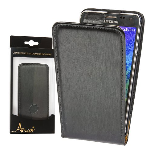 anco FlipCase brushed aluminum für G850F Samsung Galaxy Alpha - black