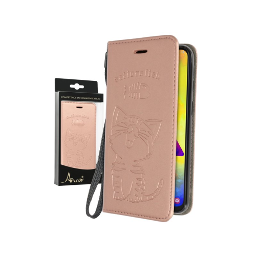 anco Bookcase Cat für M205F Samsung Galaxy M20 - rose gold