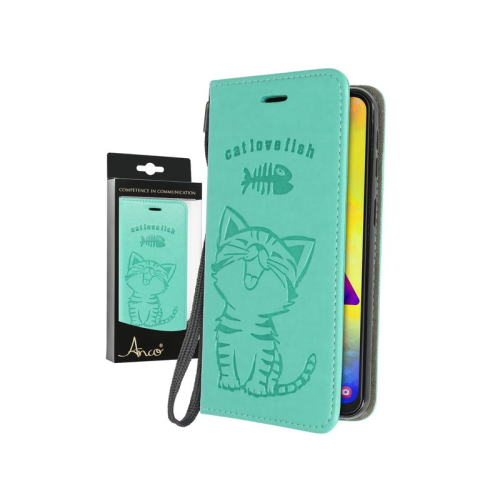 anco Bookcase Cat für M205F Samsung Galaxy M20 - cyan