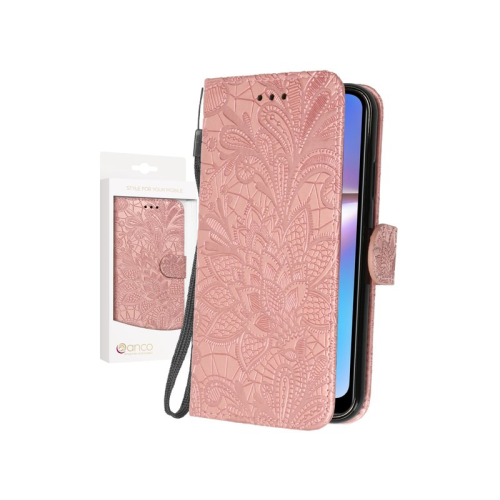 anco Bookcase Lace Flower für A107F Samsung Galaxy A10s - rose gold