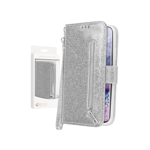 anco Bookcase Powder Zipper für G985F Samsung Galaxy S20+ - silver