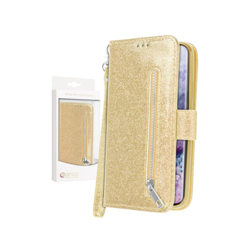 anco Bookcase Powder Zipper für G980F Samsung Galaxy S20 - gold