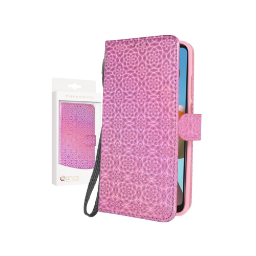 anco Bookcase Color Flower für A215F Samsung Galaxy A21 - pink