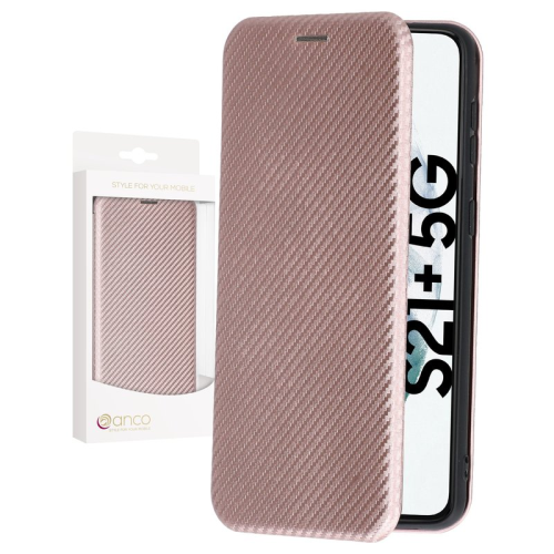 anco Bookcase Carbon Style für G996B Samsung Galaxy S21+ - rose