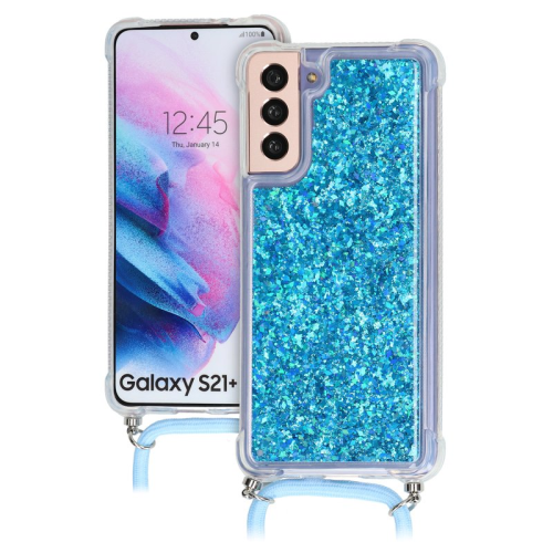 anco Lanyard Case transparent Glitter für G996B Samsung Galaxy S21+ - blue