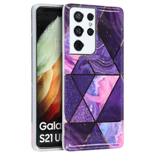 anco TPU Case marble für G998B Samsung Galaxy S21 Ultra - purple