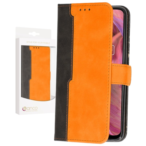 anco Bookcase Dual Colour für OPPO A74 5G, A54 5G - orange