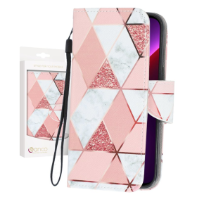 anco Bookcase Marble für Apple iPhone 13 Pro - pink