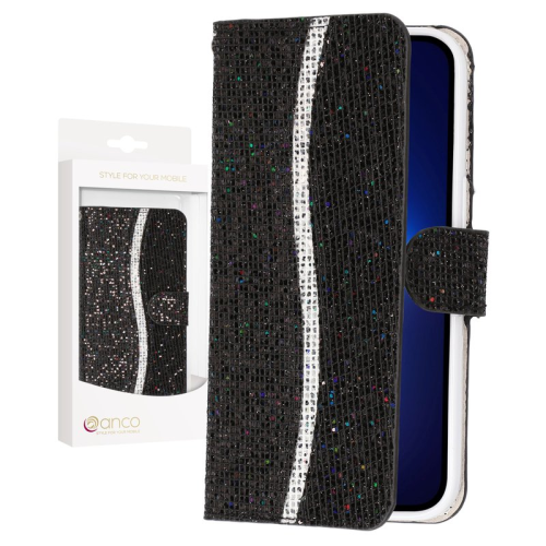 anco Bookcase Glitter für iPhone 13 Pro - black
