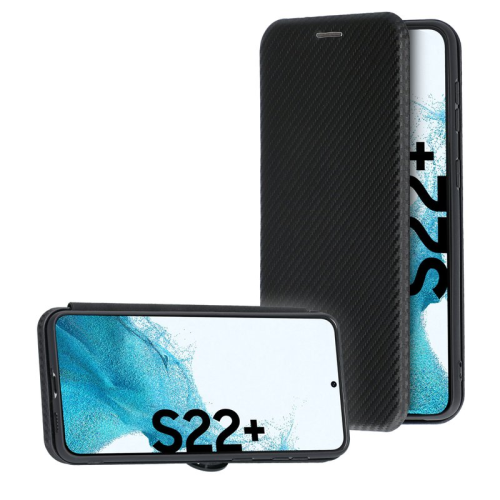 anco Bookcase Carbon Style für S906B Samsung Galaxy S22+ - black