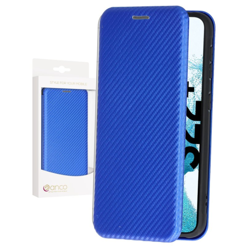 anco Bookcase Carbon Style für S906B Samsung Galaxy S22+ - blue