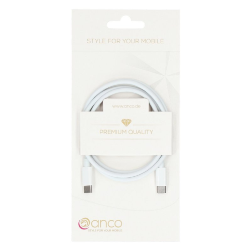 anco USB-C auf USB-C Lade- und Datenkabel 1m Retail-Box - white
