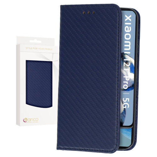 anco Bookcase Carbon Style für Xiaomi 12T, 12T Pro -  blue