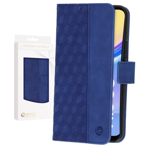 anco Bookcase Geometric für A155F, A156B Samsung Galaxy A15, A15 5G - blue