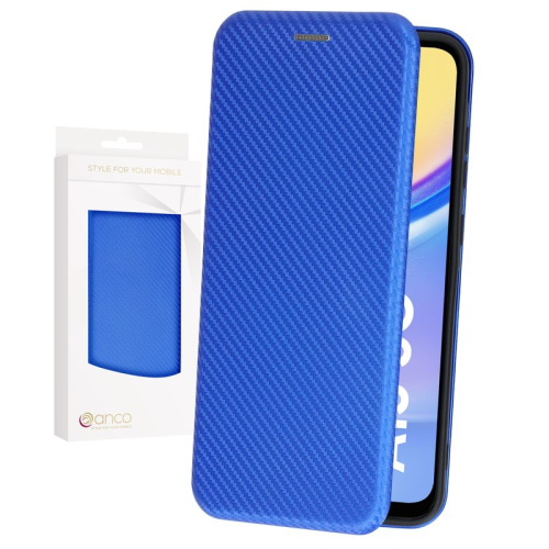 anco Bookcase Carbon Optic für A155F, A156B Samsung Galaxy A15, A15 5G - blue