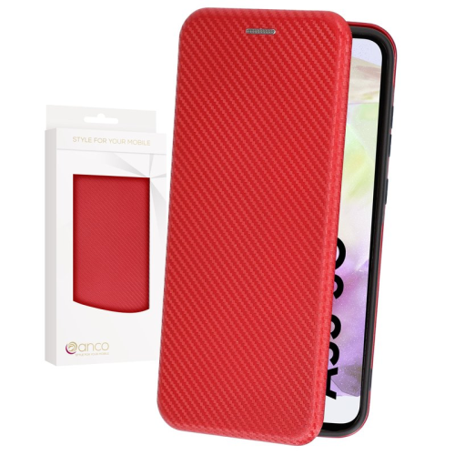 anco Bookcase Carbon Optic für A356B Samsung Galaxy A35 5G - red