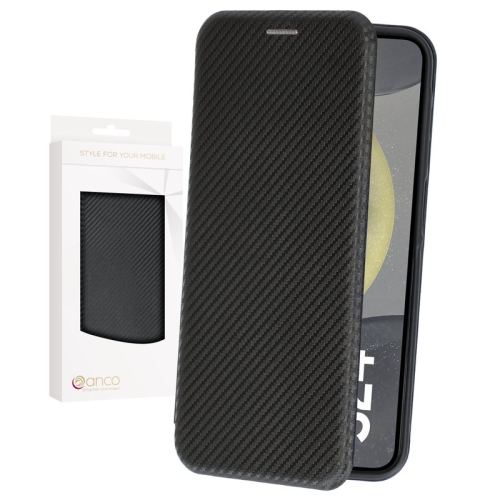 anco Bookcase Carbon Optic für S921B Samsung Galaxy S24 - black