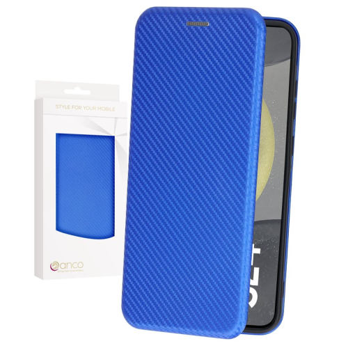 anco Bookcase Carbon Optic für S921B Samsung Galaxy S24 - blue