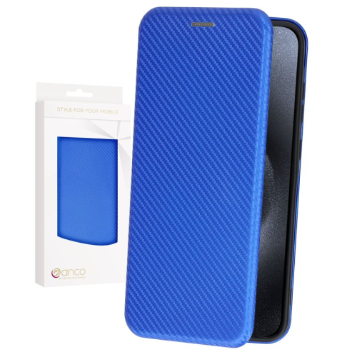 anco Bookcase Carbon Optic für Apple iPhone 15 Pro Max - blue